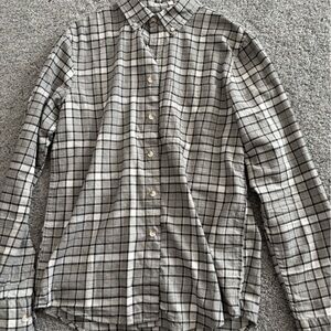 Banana Republic Black and White Flannel Shirt untucked small